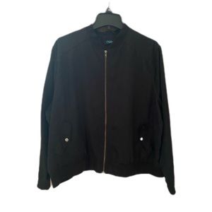 RUE+ Black Bomber Jacket pocket Clap-buttons 2X